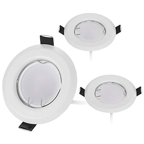 Set of 3 HCFEI Ultra Flat LED Recessed Spotlights in White with Module 230 V I W 320 Lumen Warm 3000 K Beam Angle 120° Dimmable 55 mm Hole Mounting Round Recessed Light