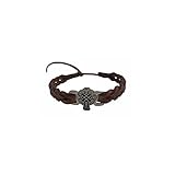 Irish Friendship Faux Leather Bracelet Celtic Cross Dark Brown