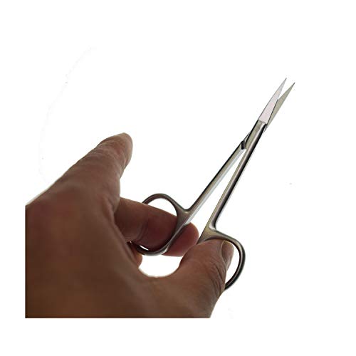 Motanar Cuticle Nail Scissors - Stainless Steel Precision Manicure Scissor - Extra Pointed Straight Curved Fingernail Scissor (Curved Piont)