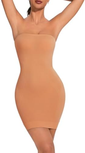 MANCYFIT Women's Tube Top Dress Slip Sleeveless Underdress Invisible Straps  Camel Small at Amazon Women's Clothing store