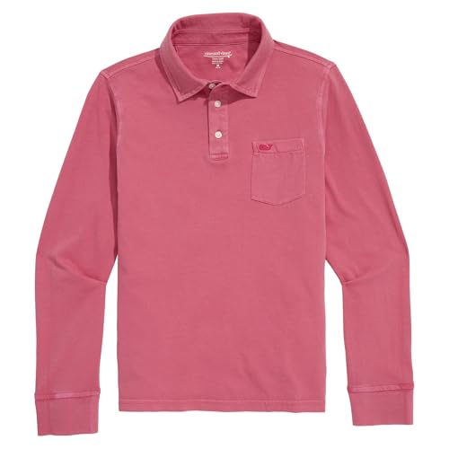 vineyard vines Boys Surf Long-Sleeve Garment-Dye Polo, Sailors Red, 3T