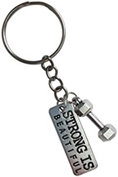 Strong Is Beautiful! - Fitness, Bodybuilding, Dumbbell Barbell Kettlebell Necklace or Keychain