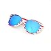 SHADERZ Classic Eyewear Retro 80's American USA Flag 4th of July Frame Sunglasses (White/Ice Blue, 52)