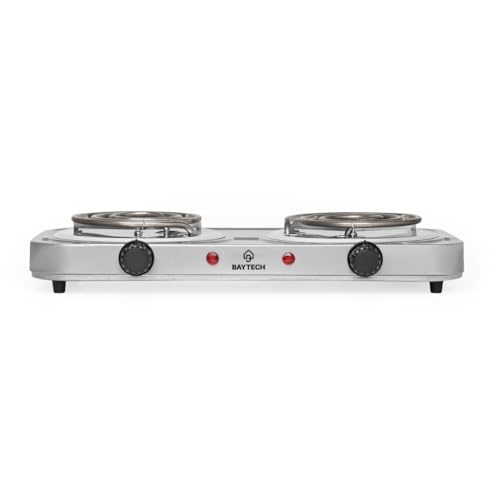 Fogareiro Elétrico 2 Bocas Espiral 127V/220V 2000W Portátil BAYTECH (Prata, 220V)