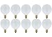 KOR (Pack of 10) G16.5 White Finsh Decorative (E12) Candelabra Base Globe Shape Incandescent 120V G16 1/2 Light Bulbs (40)