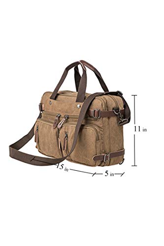 HIKA Vintage 3-Way Convertible Briefcase Laptop Backpack Messenger Bag Hybrid Backpack (Vintage Grey)