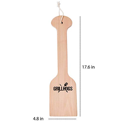 GRILLHOGS Cedar BBQ Grill Scraper, Natural Wooden Grill Cleaner for Griddle and Grills, Cleans Top and Between Grill Grates, Easily Removes Food, No Bristles or Wires Full Size (18 Inch)