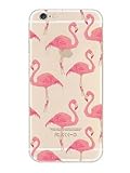 iPhone 6 PLUS / 6+ Case, DECO FAIRY® Protective Case Bumper[Scratch-Resistant] [Perfect Fit] Ultra Slim Translucent Silicone Clear Case Gel Cover for Apple iPhone 6 PLUS (Flamingo Overloaded)
