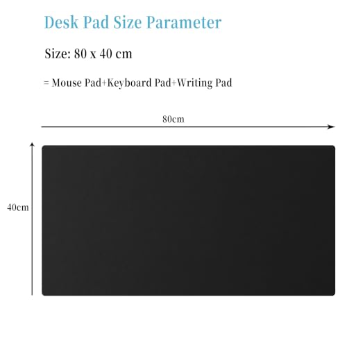 Xcdhemde® Desk Mat 80 x 40 cm, Desk Protector Black | Desk Mat, Waterproof, Non-Slip, XXL, PU Leather, for Keyboard, PC, Laptop, Suitable for Gaming, Office, Home