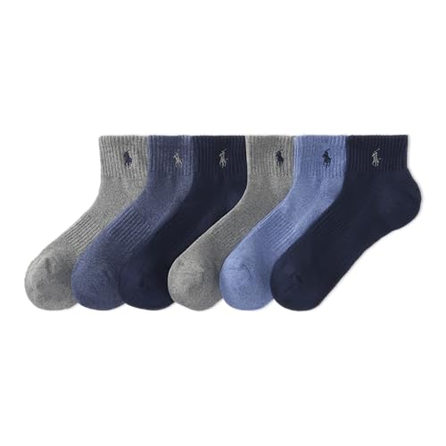 POLO RALPH LAUREN Men's Classic Sport Solid Ankle Socks-6 Pair Pack-Athletic Cushioned Cotton