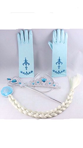 Frozen Inspired Tiara, Wand, Gloves and Braid Set