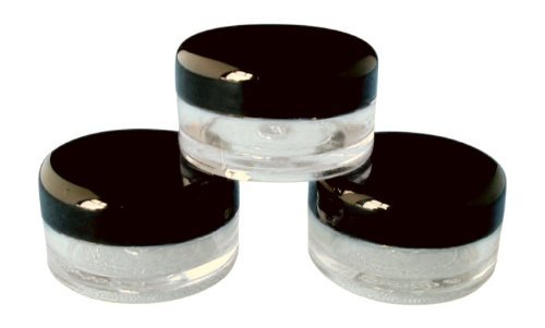 5ml Empty Plastic Cosmetic Jars x 50 CLEAR with BLACK Lids for Creams/Sample/Make-Up/Glitter Storage