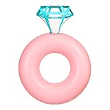 Diamond Ring Pool Float Inflatable - Pink Floatie Bachelorette Party Engagement Tube Swimming Outdoor Lounge for Adults & Teens