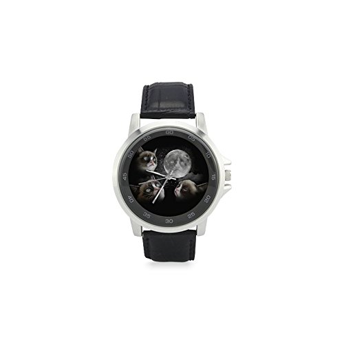 Easter Day Gifts Gifts Three Galaxy Grumpy Cats Unisex Leather Strap Watch Easter Day Gifts Gifts Three Galaxy Grumpy Cats Unisex Leather Strap Watch