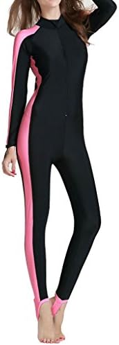 Herobest Women Swimsuit,One Piece Long-sleeve UV Sun Protection Surfing Swimsuit Swimwear,1008-Pink-M