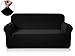 CHUN YI 1-Piece Knit Spandex Fabric Sofa Slipcover Stretch Sofa Couch Cover Furniture Protector for 3 Seats Sofa (Sofa, Black)