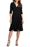 Kiyonna Plus Size Whimsy Ruffled Midi Wrap Dress