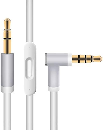 Replacement Audio Cable 3.5mm Cord Wire with Built-in Microphone and Control Car Audio Cable Iphone Ipad MP3/4 for Beats by Dre Headphones Solo Studio Pro Detox Wireless Mixr Executive Pill (White)