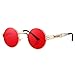 Pro Acme Round Steampunk Sunglasses for Women Men Retro Metal Frame Red (Gold Frame/Red Lens)