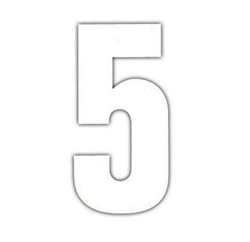Merriway BH04244 (3 Pcs) White Vinyl Stick-On Wheelie Bin Post Box Crate Dust Bin Numbers, 150mm (6 inch) Number 5 - Pack of 3 Pieces