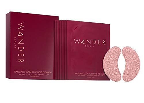 Wander Beauty Baggage Claim - Rose Gold Foil Under Eye Patches For Dark Circles and Puffiness - Under Eye Mask Depuffs & Firms - Brightening Eye Mask for Under Eye Bags (6 Pairs)