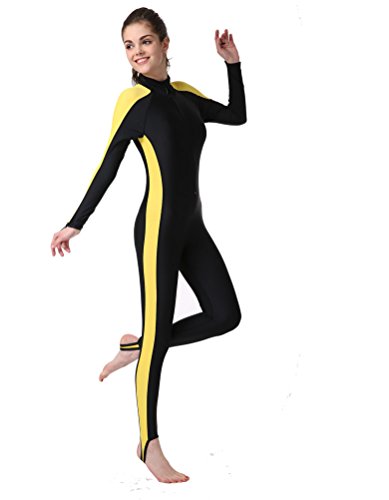 BIKMAN One-Piece Swimsuit Snorkeling Swim Surf Wet Suit - Sun Protection (XL(Weight:138lbs-154lbs), Yellow)