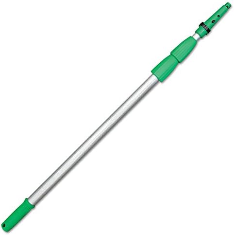 Unger ED900 Opti-Loc Aluminum Extension Pole, 30 ft, Three Sections, Green/Silver