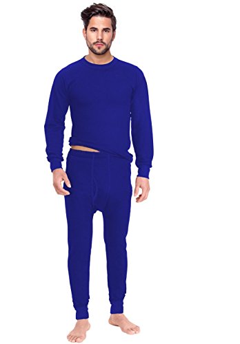 Rocky Men's Thermal 2pc Set Long John Underwear (L, Royal Blue)