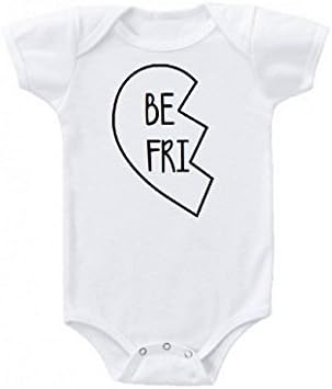 Best Friends Half Hearts BE FRI Twins Besties Sisters Brothers BFF Love Cute Baby Gift Babies Bodysuit