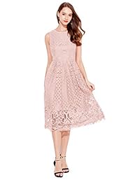 Vestido de cóctel para dama, sin mangas, encaje, elegante
