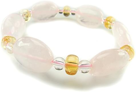 Wagga Shop BB0688 Rose Quartz Citrine Clear Quartz Natural Crystal Gemstone Stretch Bracelet, Women Bracelet