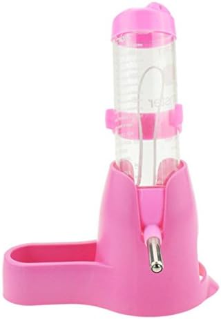 Artistic9 120ML Pet Water Dispenser With Base,Small Animal Water Dispenser,3 in 1 Hamster Rabbit Water Bottle Holder for Pet Nest Hut (Pink)