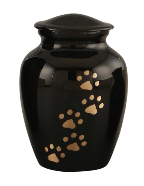 Royal Rapture Urn For Ashes Jar Paw Engraved Dog Cat Funeral Cremation Love Urns decorative(Black 4") RJM06-02