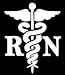 CMI NI990 RN Registered Nurse Decal Sticker | 6-Inches by 4.8-Inches | Premium Quality White Vinyl