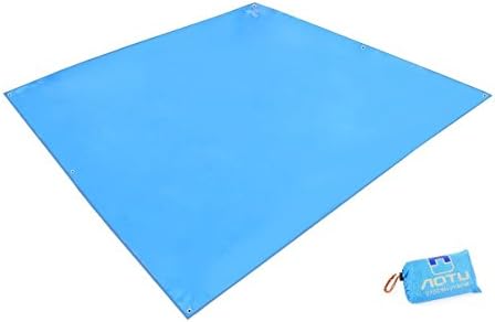 Spotact 215x215cm Portable Waterproof Rain Tarpaulin, Lightweight Tent Tarp, Foldable Tent Groundsheet, Camping Blanket, Hammock Shelter (Blue)