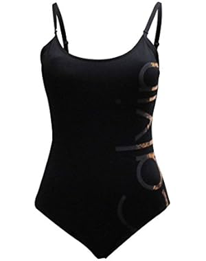 Womens Classic Logo One-Piece Swimsuit Black Rose Gold 8