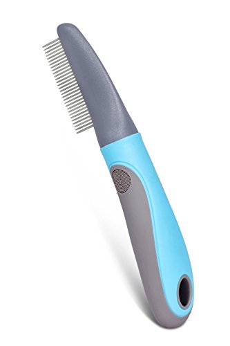 Internet's Best Fine Toothed Pet Comb | Dog Comb for Short and Medium Hair Breeds | Stainless Steel Teeth | Blue & Grey | Small - Thumbnail 4