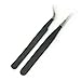 AllBeauty 2 Pcs Eyelash Extension Speckled Black Straight & Curved Tweezers Make Up Tool
