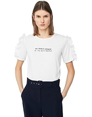 Mango Women's Ruffled Detail T-Shirt