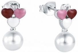Ornate Jewels Pure 925 Sterling Silver Real Natural Freshwater Pearl Hearts Shape Drop Studs Earrings for Womens & Girls with Certificate of Authenticity & Hallmark