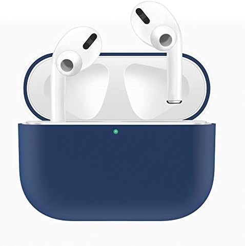 Wallace Dorsey AirPods Pro Case, 2019 Fully Protective Silicone AirPods Pro Accessory Solid Color Cover, Compatible with Apple AirPods Pro Wireless Charging Box (Front LED Visible) (Dark Blue)
