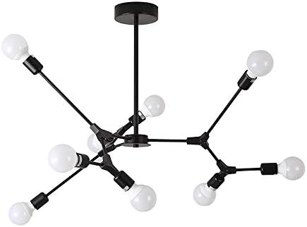 BOKT Mid Century Antique 9-Light Chandeliers Multi-Adjustable Chandelier Lighting Black Sputnik Kitchen Island Lighting E26/E27 Bulb Sockets