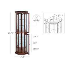 BELLEZE Lighted Wooden Corner Display Curio