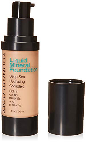 Youngblood Clean Luxury Cosmetics Liquid Mineral Foundation, Pebble | Dewy Mineral Lightweight Full Coverage Makeup for Dry Skin Poreless Flawless Tinted Glow | Vegan, Cruelty-Free, Gluten-Free