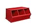 Badger Basket Three Bin Stackable Toy Storage Cubby Organizer - Red