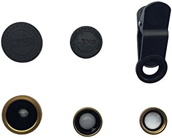 Vinious 3 in 1 Clip-on 180 Degree Fish Eye Lens + Wide Angle + Macro Lens for for iPhone SE, 6, 6S, 5, 5S, 5C, iPod Touch, Samsung Galaxy S3, S4 (Gold)