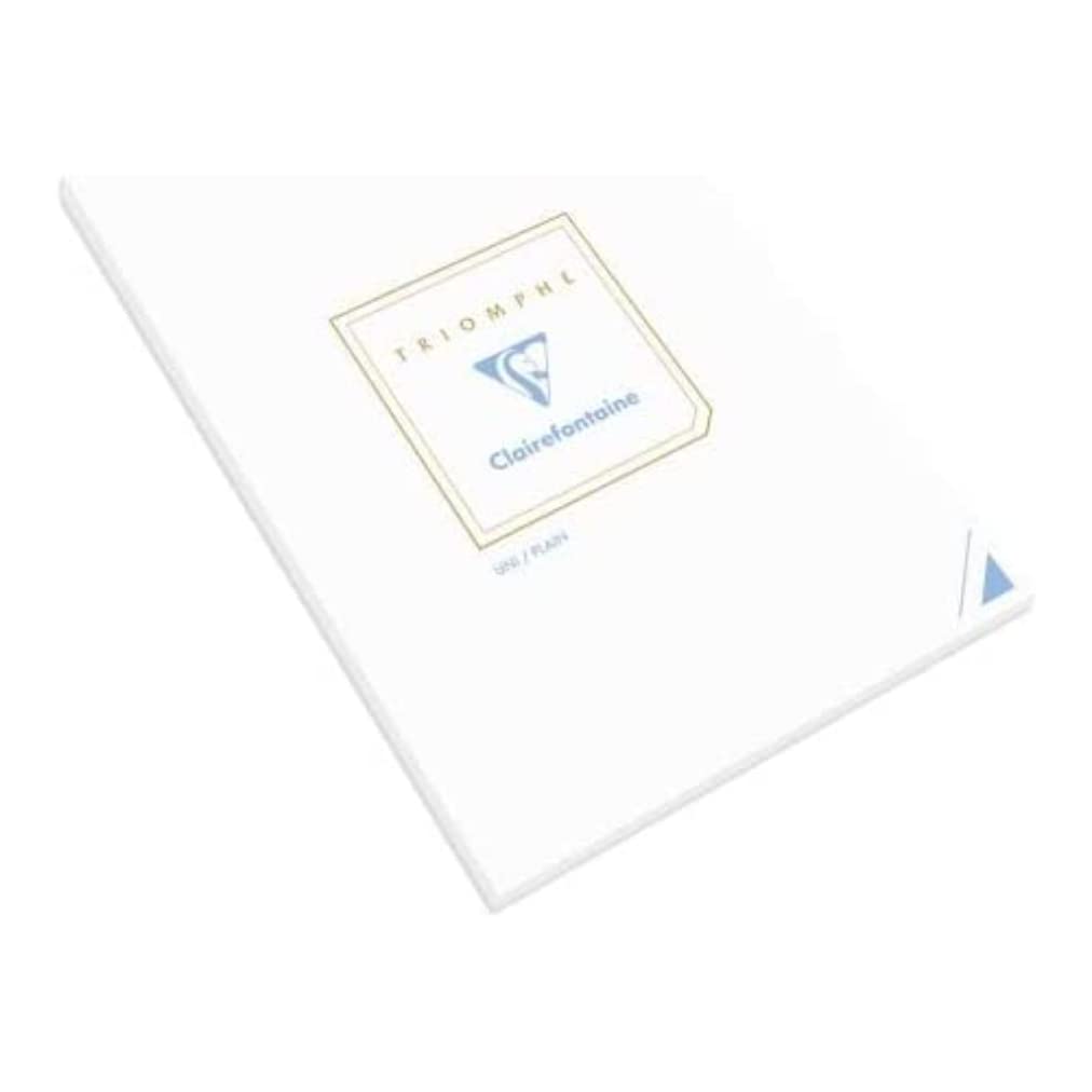 Clairefontaine 6120C - Triumph Writing Pad 50 Plain Sheets - Size: A5-14.8x21 cm - 90g/m² - White Colour - Brushed Vellum Paper - Manufactured in France