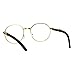 SA106 Retro Art Nouveau Vintage Style Small Metal Frame Eyeglasses Round Yellow Gold