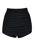 Hilor Women's Vintage High Waisted Bikini Bottom Shirred Tankini Briefs Swim Shorts
