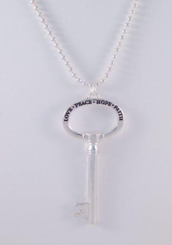18" Key Necklace with Words Love Peace Hope &amp; Faith Inscribed Into It